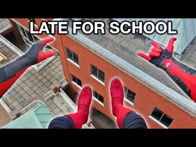 Spiderman Parkour POV - Late For School