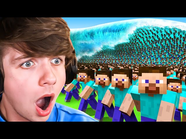 100 Players Survive Natural Disasters in Minecraft!