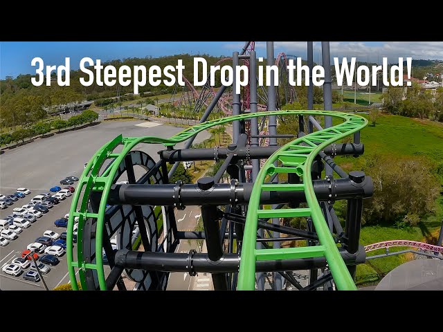 Green Lantern Front Row POV Warner Bros. Movie World Australia | 120.5° Drop!