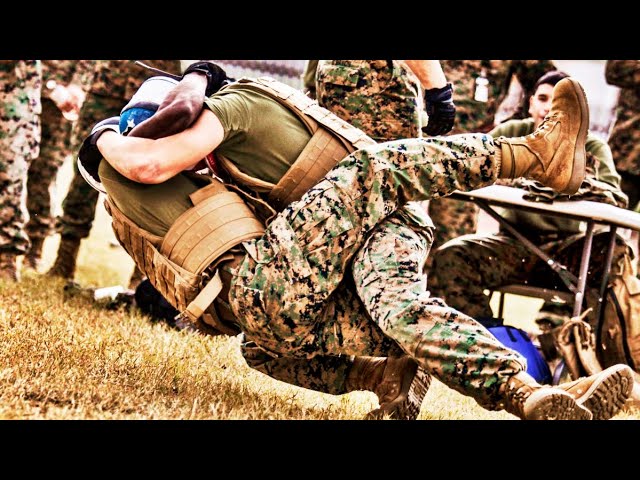 Friendly Knife Fighting Between Philippine Marine And USMC