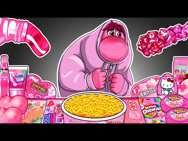 Inside Out 2 - Embarrassment Best of Dessert PINK Food Mukbang Animation | ASMR