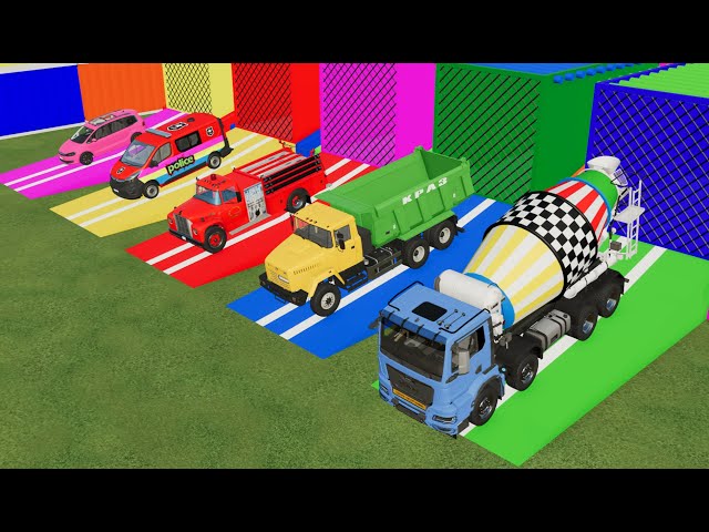 TRANSPORTING CARS,POLICE CARS, FIRE TRUCK,AMBULANCE WITH TRUCK, farming simulator 22 gam