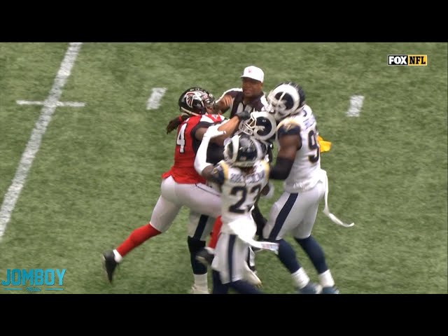 Aaron Donald and Devonta Freeman get into a little scuffle, a breakdown