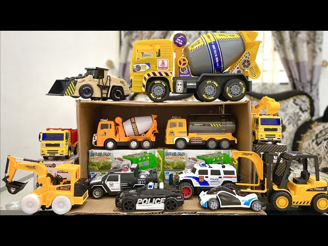 Mobil Mobilan Polisi, Police Car, Mixer Truck, Forklift Truck, Construction, Kotak Penuh Mobil Truk