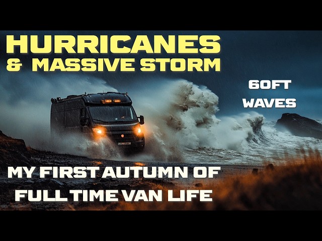 HURRICANE & EXTREME STORM. My 1st Fall Full Time Van Living. Heavy Rain Weather Vanlife Solo Camping