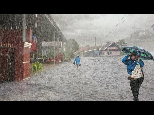 Walking in the Enchantment of Great Thunder Rain in Rural Life | Melody of Rain in Red Soil Village