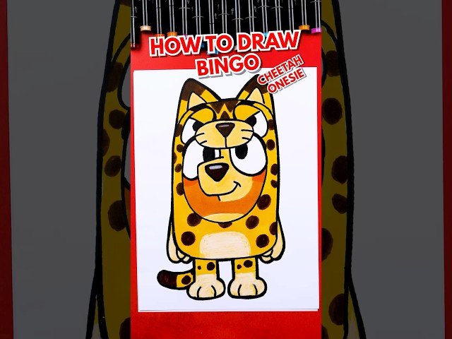 How to draw Bingo wearing cheetah onesie! 🦓🐆 #artforkidshub #howtodraw