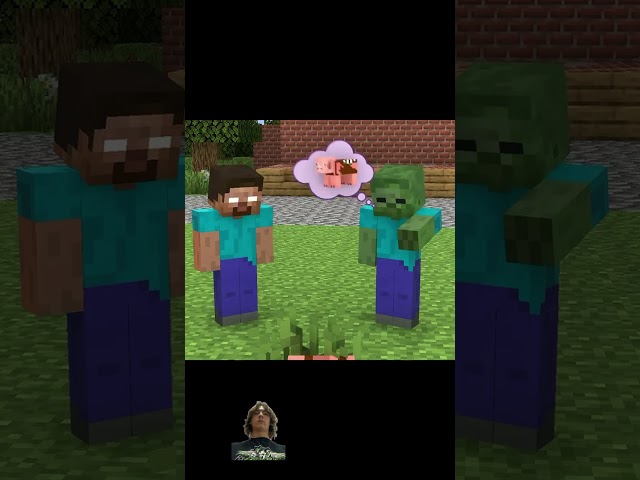 When Herobrine vs Zombie guess aboutPiggirl #minecraft #minecraftmemes #memes #monsterschool #funny