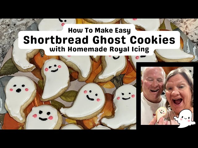 4 Ingredient Shortbread Ghost Cookies With Easy Royal Icing  / Royal Icing Decorating for Beginners