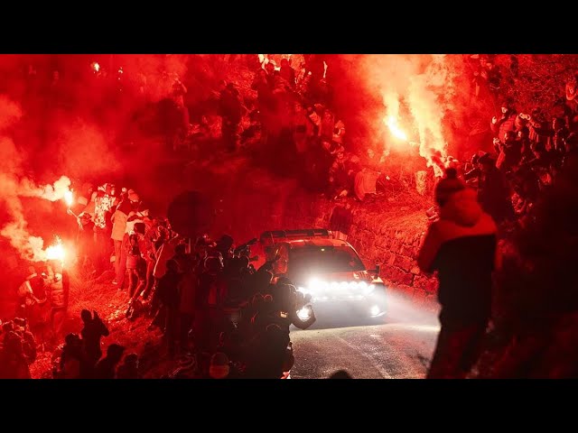 Rallye Monte Carlo Magic Night Party - Fireworks, bengalos, crazy fans, built up WRC 2024