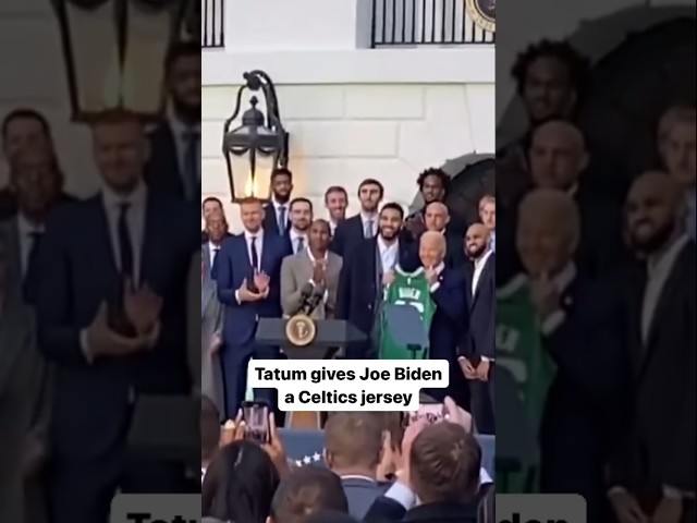 Jayson Tatum gives Joe Biden a Celtics Jersey