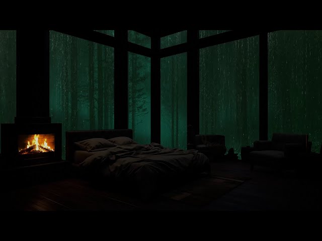 Relax in a Cozy Cabin by the Fireplace – Rain Forest Rain Sounds for Sleep and Deep Relaxation