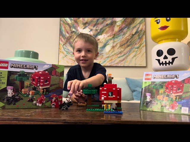 KIDS REVIEW: LEGO Minecraft The Mushroom House Building Toy Set #21179 by Jack’s Videos!