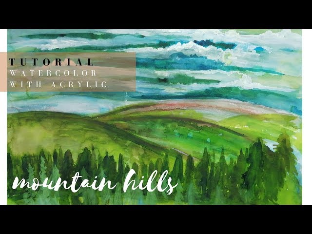 Easy mountain landscape painting tutorial | Watercolor lessons for beginner | impressionism