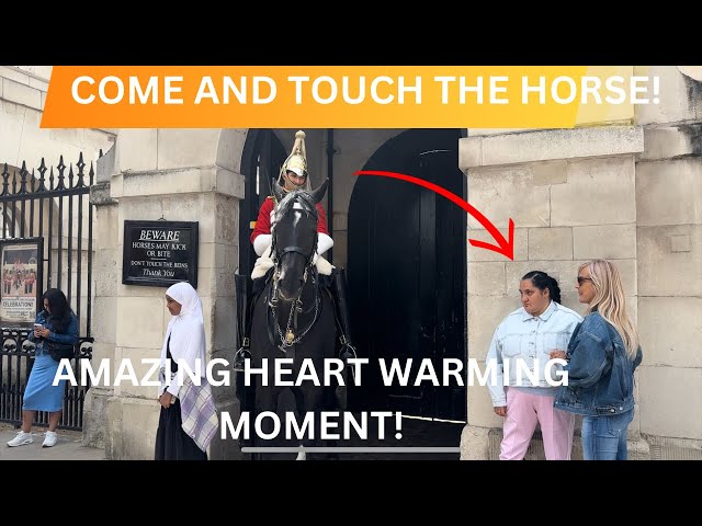 Heartwarming Moment: King's Guard Breaks Protocol and Invites Special Person to Touch Majestic Horse