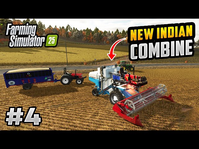 New Tractor and Eicher Combine FS25 | New Swaraj 855 | Soybean Di Kheti | #fs25 #gameplay #4