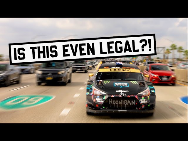 Race Car on the LA Streets!? Ken Block takes his Hyundai WRC Car out in Los Angeles