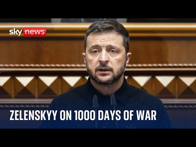 Ukrainian President Zelenskyy addresses European Parliament marking 1000 days of war