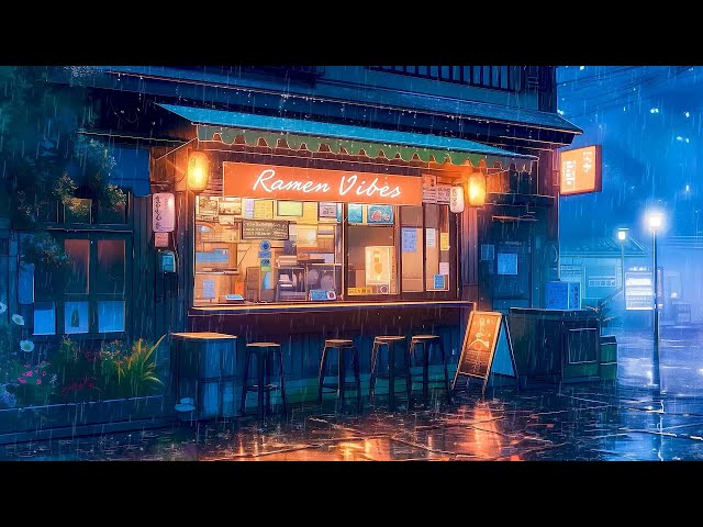 Japanese Ramen Rainy Night 🍜 Rainy Lofi Songs To Calm Down And Sleep Better ☔ Pluviophile Lofi