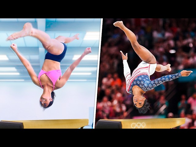 Trying Simone Biles Hardest Gymnastics Skills!