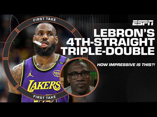 Shannon Sharpe GOES OFF about LeBron James recording his 4th straight triple-double 🔥 | First Take