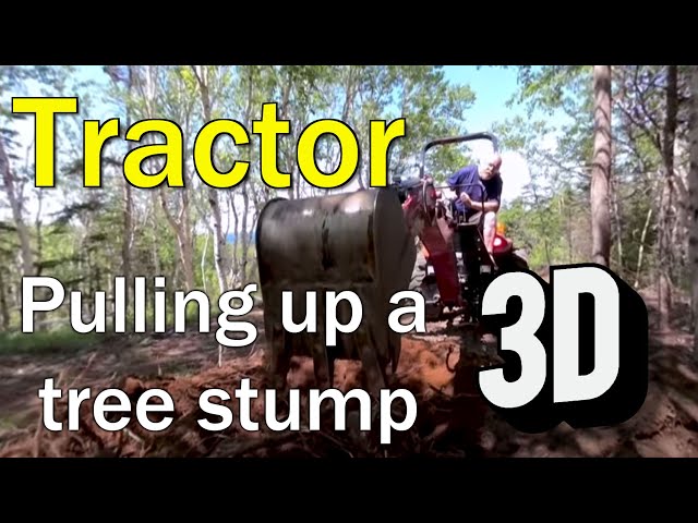 TYM-Tractor TX2000 pulling up tree stump in 3D VR 180