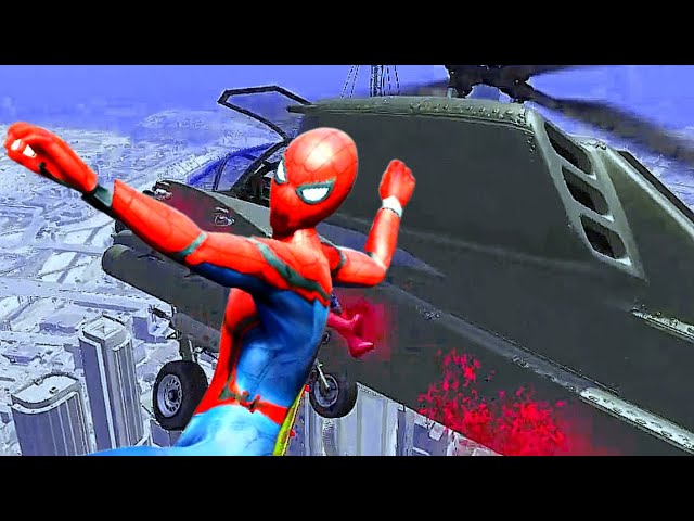 GTA 5 Spiderman Jumping From Helicopter Crazy Ragdolls