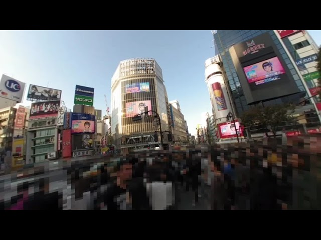 【180°3D】富士葵ちゃんが渋谷スクランブル交差点四面モニターに登場