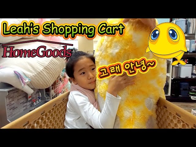 [ Leah in a cart ] 카트 타고 미국 마트 구경 - 가정용품 매장 홈굿즈 Homegoods - 노란 고래와 만남..이별..