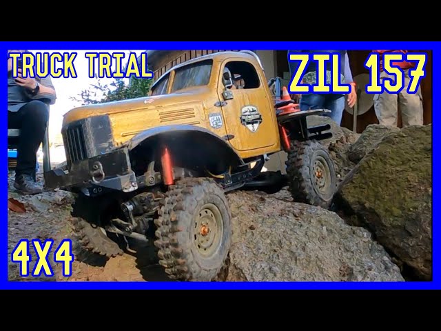 ZIL 157 OFFROAD TRAIL TRUCK 4X4 FAILS BY ROCK CRAWLING WITH TRUCK ROLLOVER IN THE TRIAL PARCOUR