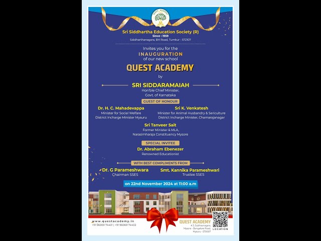 INAUGURATION OF QUEST ACADEMY SCHOOL | LIVE | NOV 22ND  9.AM