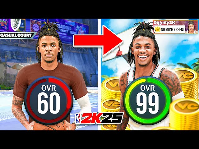 JA MORANT BUILD 60 OVR to 99 OVR in 1 VIDEO (No Money Spent + No MyCareer)