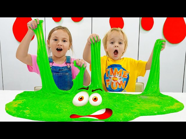 Chris and Nicole are playing with slimes | Fun games with uncle