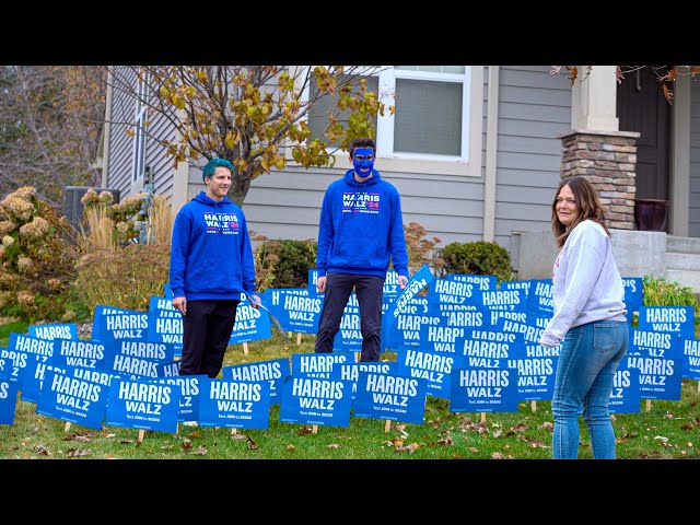 Replacing Trump Signs With 100 Kamala Harris Signs!