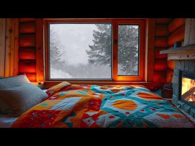 Blizzard is roaring outside the window, and the fire in the cabin is warm.