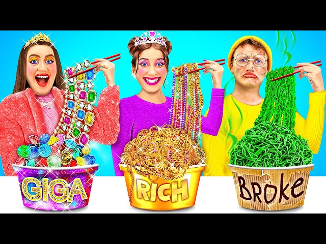 Rich vs Broke vs Giga Rich Food Challenge | Food Battle by Teeheehee!