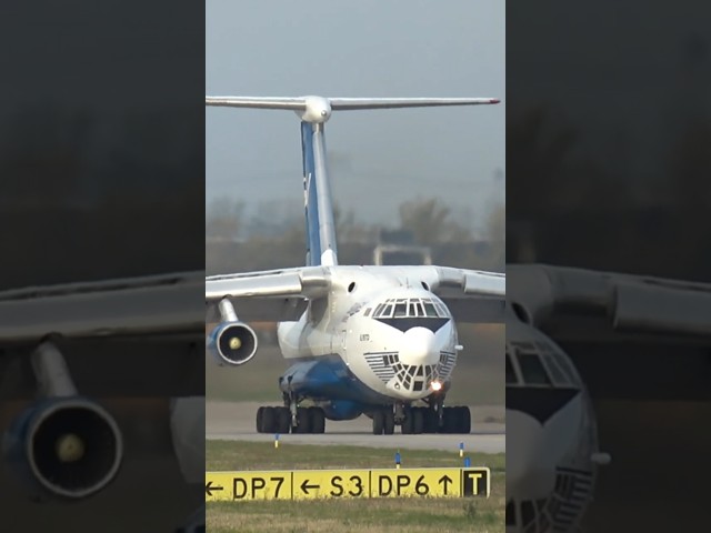 Ilyushin IL-76 close up at Leipzig Airport Silk Way Airlines #Shorts #IL76 #airplane