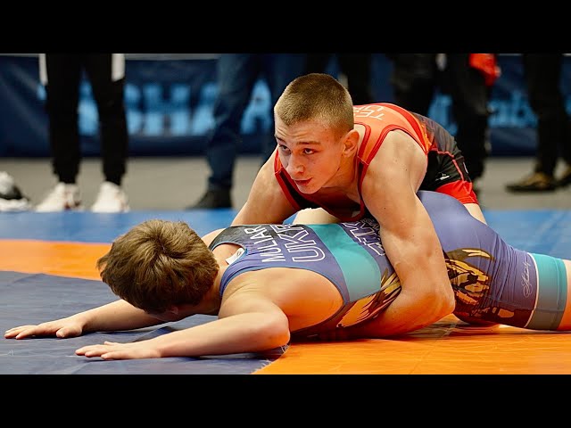 U15 Lev Teslia (UKR) vs Platon Muliar (UKR) 68kg. Greco-roman boys youth wrestling.