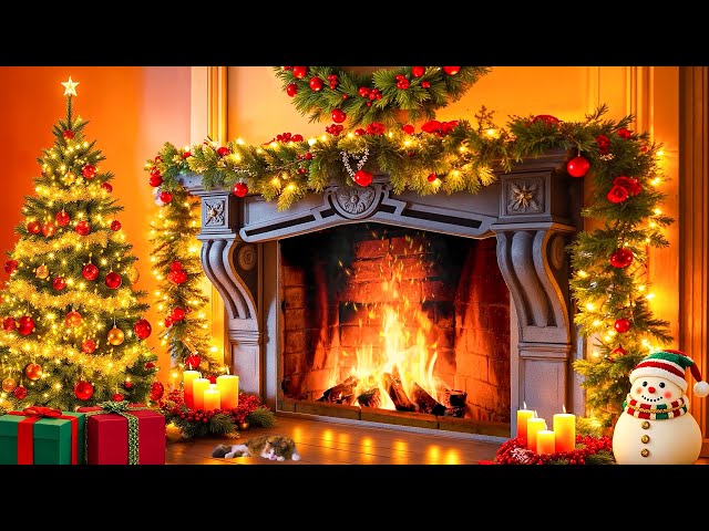 Beautiful Christmas Fireplace Ambience🎄Best Relaxing Christmas Music 🎅 Crackling Christmas Fireplace