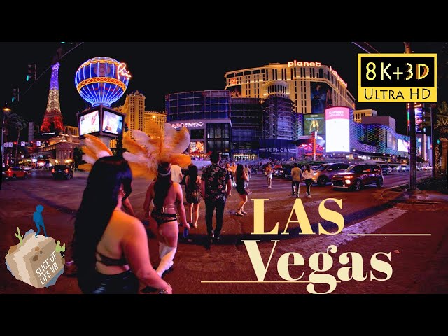 8k 3D Explore Las Vegas Strip At Night: Inside Bellagio, Venetian, Paris Casino -ASMR Binaural Audio