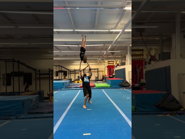 Cheerleading Coed Back Aerial to Hand in Hand #cheer #stunt #cheerleading #sports #flip #cheerleader