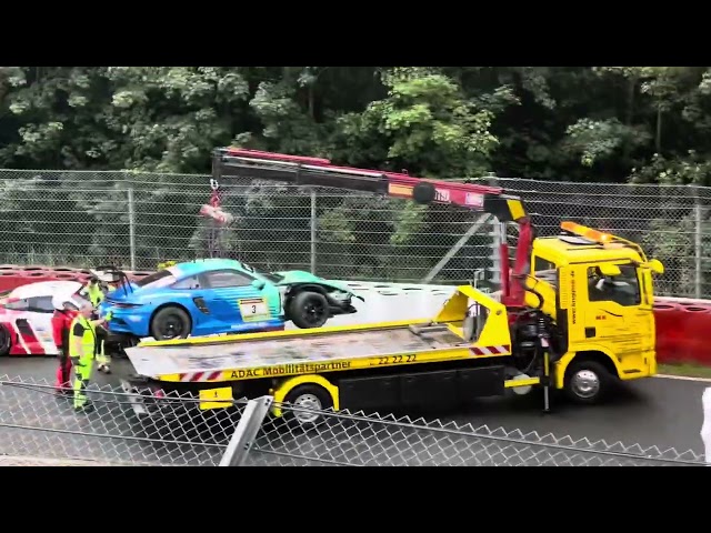 Mass Crash NLS 6h 2024 Nürburgring Nordschleife Porsche Audi Mercedes Aftermath