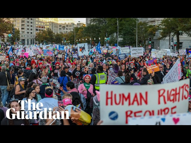 Thousands of women rally in Washington for abortion rights ahead of US election