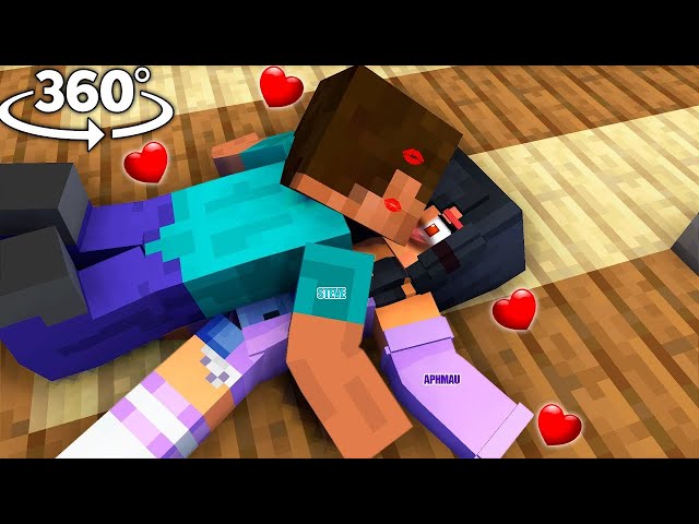 😍 APHMAU KISS STEVE (NEW BOYFRIEND) - Minecraft 360° !