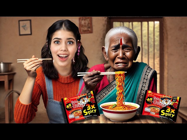 Old People Try 3x SPICY 🥵 Korean Noodles! *gone angry*😡