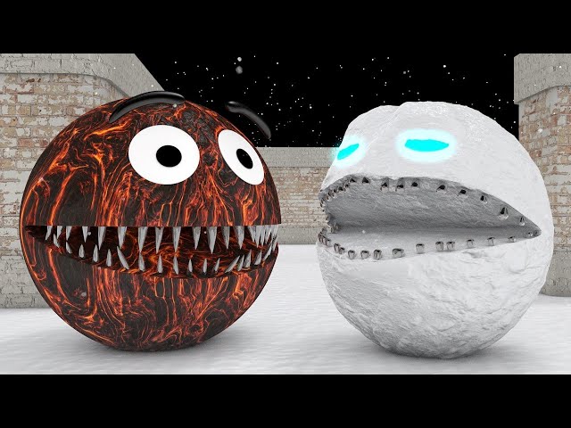 Lava Pacman vs Snow Monster Pacman