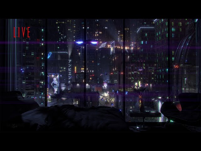 24/7 In A Cyberpunk Apartment | Tokyo Cyberpunk | Rain Sounds For Deep Sleep | Rain On Window Sounds