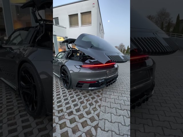 Amazing! TECHART modified Porsche 992 Targa 4S opens its roof. Subscribe for more!