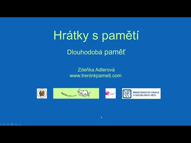 Čtyřdílný kurz trénování paměti se Zdeňkou Adlerovou 3/4