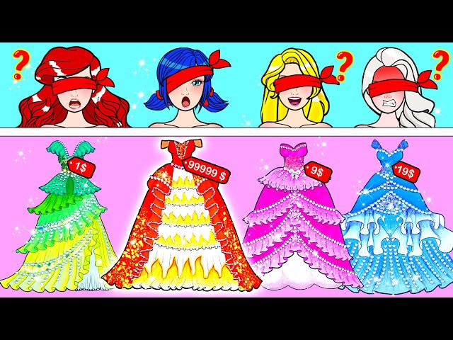 Four Elemental Princesses Choose Dresses For Party - Be Careful With The Wrong Dress! | Doll Spanish